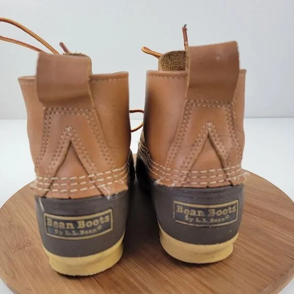 Vintage LL Bean Duck Brown Tan Leather Boots Made in USA Womens size 9 EM