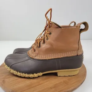 Vintage LL Bean Duck Brown Tan Leather Boots Made in USA Womens size 9 EM