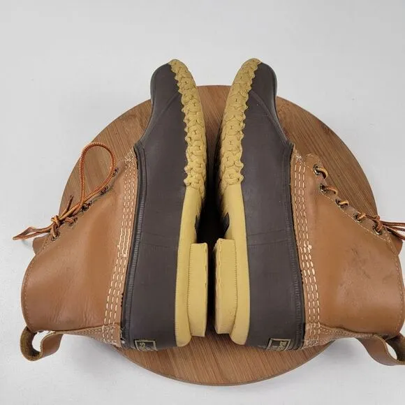 Vintage LL Bean Duck Brown Tan Leather Boots Made in USA Womens size 9 EM