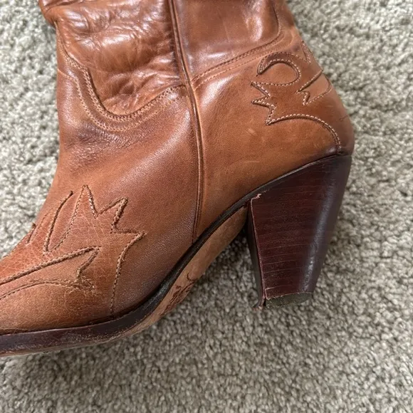 VINTAGE LUCCHESE Charlie 1 Horse Brown Leather Western Boots 7