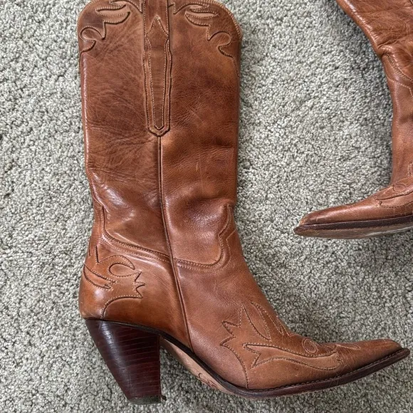 VINTAGE LUCCHESE Charlie 1 Horse Brown Leather Western Boots 7