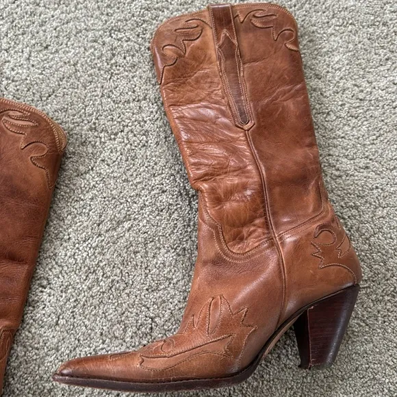 VINTAGE LUCCHESE Charlie 1 Horse Brown Leather Western Boots 7