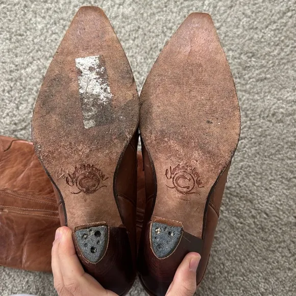 VINTAGE LUCCHESE Charlie 1 Horse Brown Leather Western Boots 7