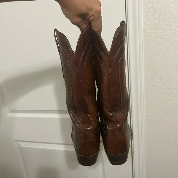 Vintage Lucchese Mens Cowboy Boots 2083 Western French Toe Size 8 D Brown