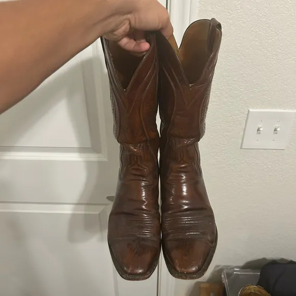 Vintage Lucchese Mens Cowboy Boots 2083 Western French Toe Size 8 D Brown
