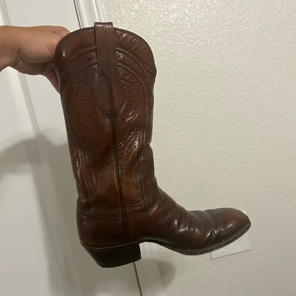 Vintage Lucchese Mens Cowboy Boots 2083 Western French Toe Size 8 D Brown
