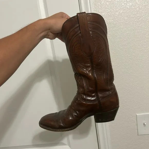 Vintage Lucchese Mens Cowboy Boots 2083 Western French Toe Size 8 D Brown