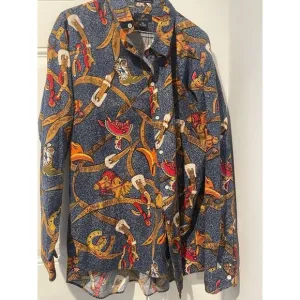 Vintage Men's Daniel Hechter Wild West AOP Button Down Sz‎ XL Cowboy Horse Boots
