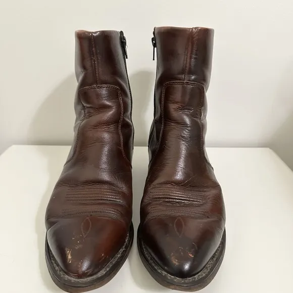 Vintage Mens Durango Brown Side Zip Cowboy Boots Size 8.5 EE USA Western Logo