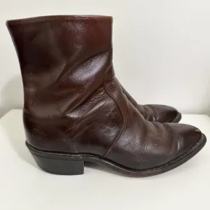 Vintage Mens Durango Brown Side Zip Cowboy Boots Size 8.5 EE USA Western Logo