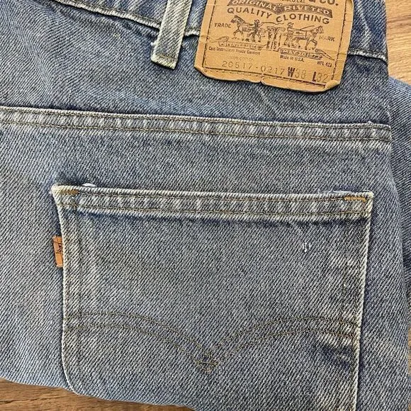 Vintage Men's Levis 38x32 Jeans 20517-0217 Saddleman‎ Bootcut Orange Tab