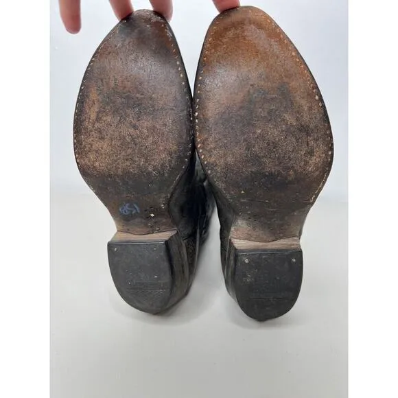 Vintage Mens Nocona Leather Cowboy Boots Gray Size 8.5 2E