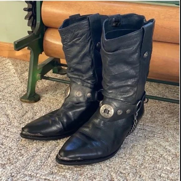 Vintage Men’s Paolo Fellicce Black Leather Southwestern Dingo Boots Sz 11