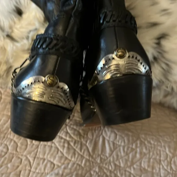 Vintage Men’s Paolo Fellicce Black Leather Southwestern Dingo Boots Sz 11