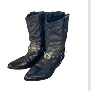 Vintage Men’s Paolo Fellicce Black Leather Southwestern Dingo Boots Sz 11