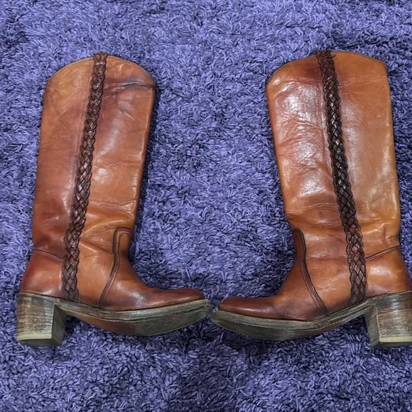 Vintage Miss Capezio Braided Leather Tall Riding Boots  Women’s 6 1/2 Med