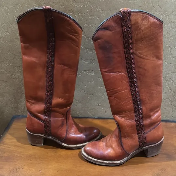 Vintage Miss Capezio Braided Leather Tall Riding Boots  Women’s 6 1/2 Med