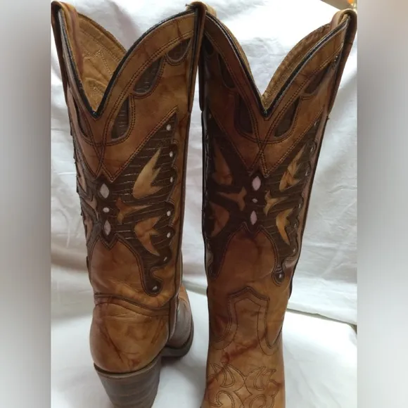 Vintage Miss Capezio Marbled Leather Butterfly Boots  7 1/2 size