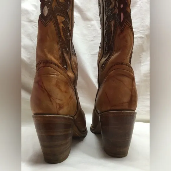 Vintage Miss Capezio Marbled Leather Butterfly Boots  7 1/2 size