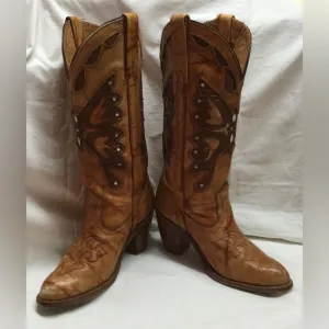 Vintage Miss Capezio Marbled Leather Butterfly Boots  7 1/2 size