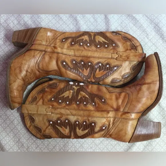 Vintage Miss Capezio Marbled Leather Butterfly Boots  7 1/2 size