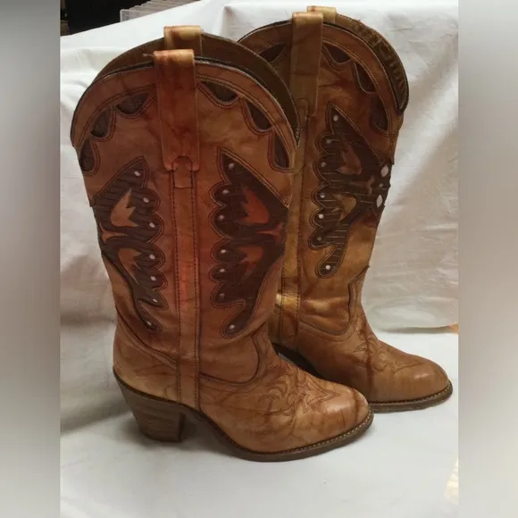Vintage Miss Capezio Marbled Leather Butterfly Boots  7 1/2 size