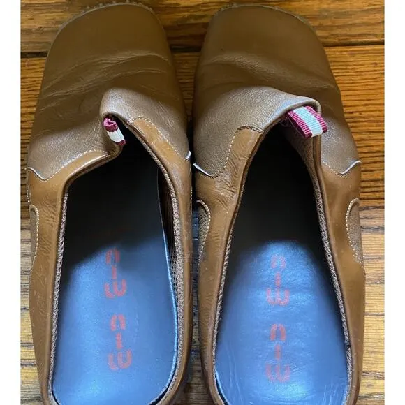 Vintage Miu Miu PRADA Italy Leather mules clogs Men’s US Size 8, UK 7