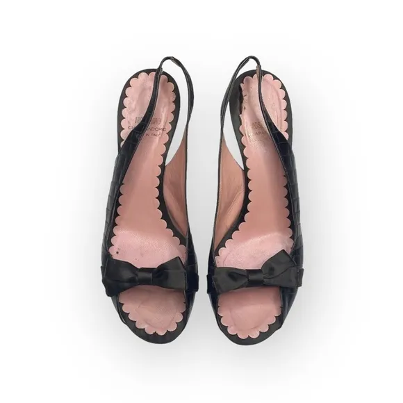 Vintage: Moschino Cheap and Chic ♔ Peep Toe Slingback Bow Pumps Heels ♔ Brown ♔