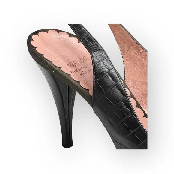 Vintage: Moschino Cheap and Chic ♔ Peep Toe Slingback Bow Pumps Heels ♔ Brown ♔
