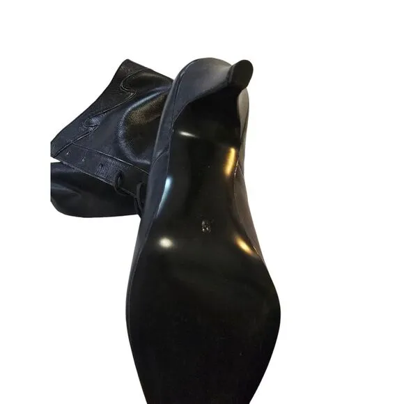 Vintage New Black Leather Ankle Boots Heels‎ Siamanto Size 5