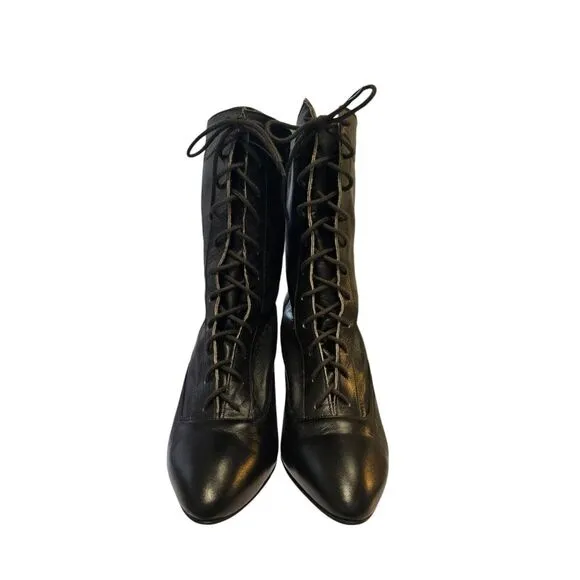 Vintage New Black Leather Ankle Boots Heels‎ Siamanto Size 5