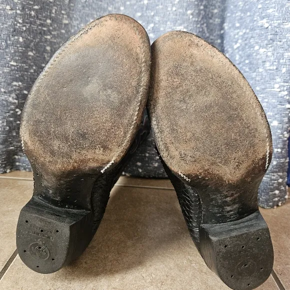 Vintage Nocona 4320C Mens Black Snakeskin Cowboy Western Pull On Boots Size 10 D