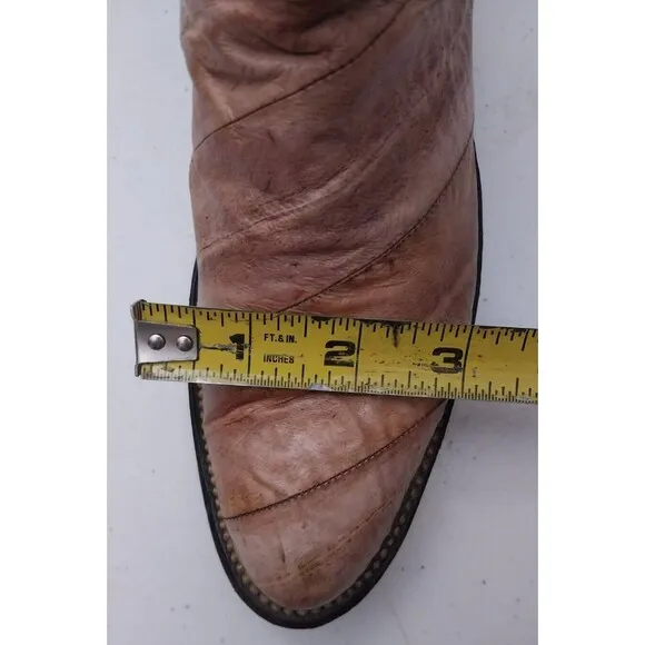 Vintage Nocona Boots 4.5 C Eel Skin Light Blue Cream Western Cowboy  Girls