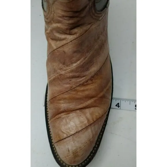 Vintage Nocona Boots 4.5 C Eel Skin Light Blue Cream Western Cowboy  Girls