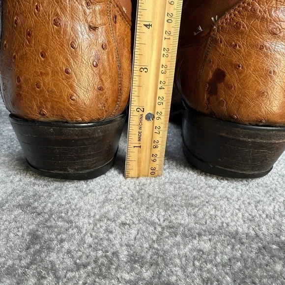 Vintage Olathe Boots Men's 12 D Brown Ostrich Western Cowboy Rodeo