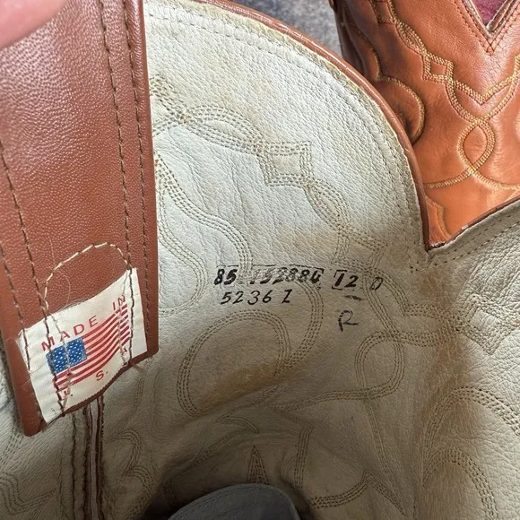 Vintage Olathe Boots Men's 12 D Brown Ostrich Western Cowboy Rodeo