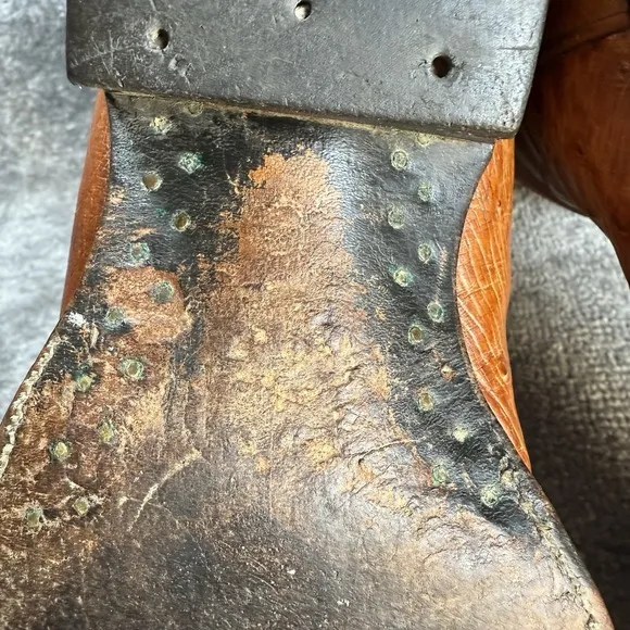 Vintage Olathe Boots Men's 12 D Brown Ostrich Western Cowboy Rodeo