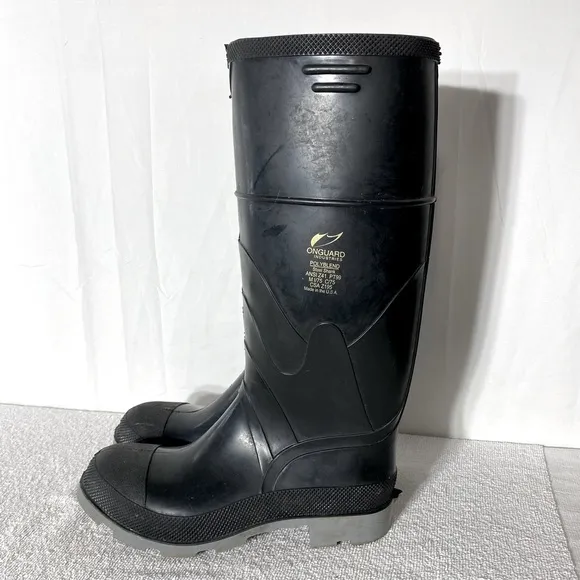 Vintage Onguard Industries Black Polyblend Rubber Boots Rain Boots 8