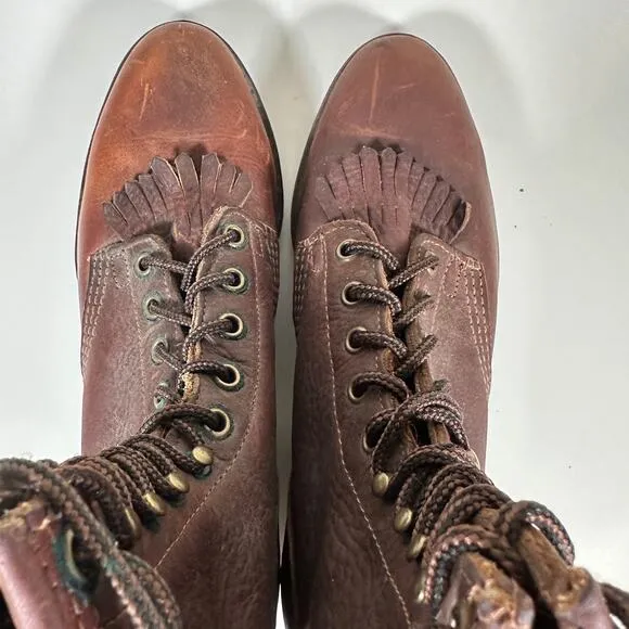 Vintage PD Tuff USA Brown Leather Western Roper Packer Boots Womens Sz 9 M