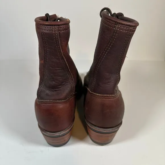 Vintage PD Tuff USA Brown Leather Western Roper Packer Boots Womens Sz 9 M