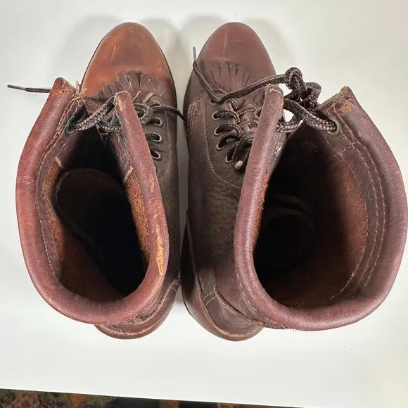 Vintage PD Tuff USA Brown Leather Western Roper Packer Boots Womens Sz 9 M
