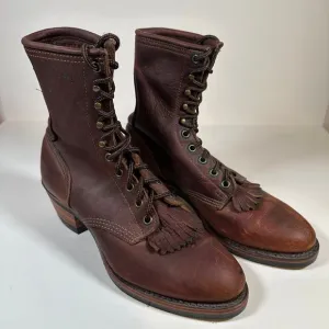 Vintage PD Tuff USA Brown Leather Western Roper Packer Boots Womens Sz 9 M