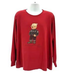 Vintage Polo Bear By Ralph Lauren Red Graphic Long Sleeve T-Shirt Mens XL