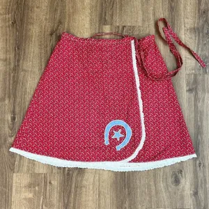 Vintage prairiecore Western Cowboy Texas Wrap Skirt Red Floral