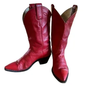 Vintage Red Larry Mahan Cowboy Boots – Size 6.5 B – Handmade in El Paso, Texas