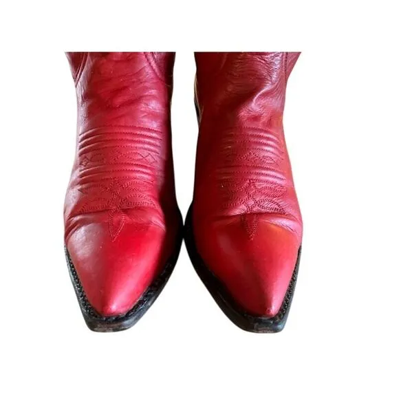 Vintage Red Larry Mahan Cowboy Boots – Size 6.5 B – Handmade in El Paso, Texas