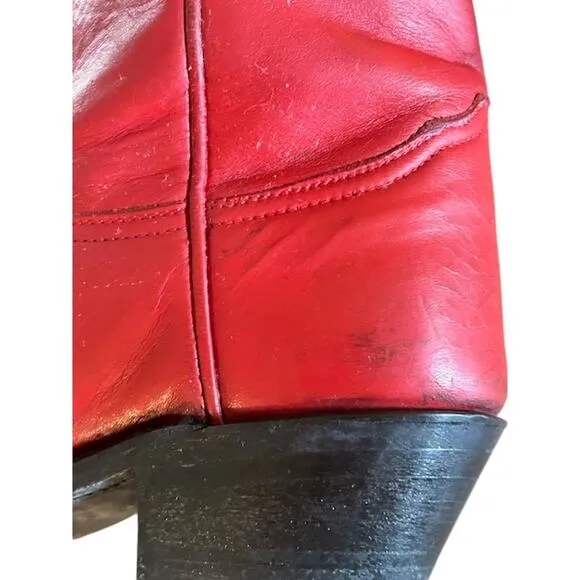 Vintage Red Larry Mahan Cowboy Boots – Size 6.5 B – Handmade in El Paso, Texas