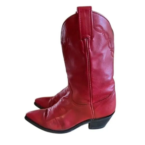 Vintage Red Larry Mahan Cowboy Boots – Size 6.5 B – Handmade in El Paso, Texas