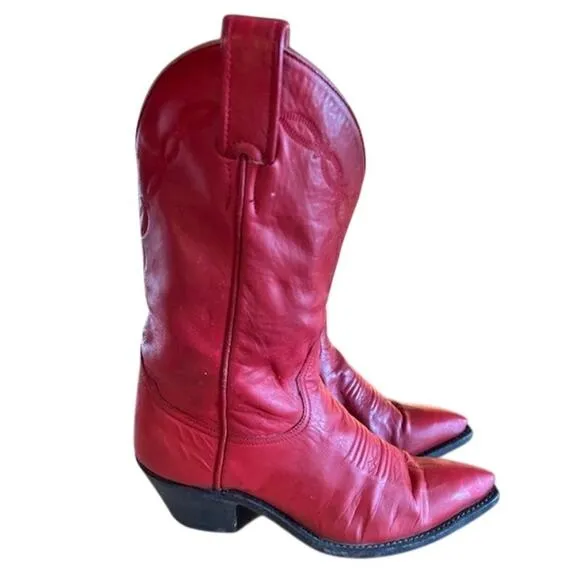 Vintage Red Larry Mahan Cowboy Boots – Size 6.5 B – Handmade in El Paso, Texas