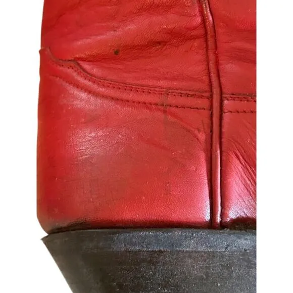 Vintage Red Larry Mahan Cowboy Boots – Size 6.5 B – Handmade in El Paso, Texas